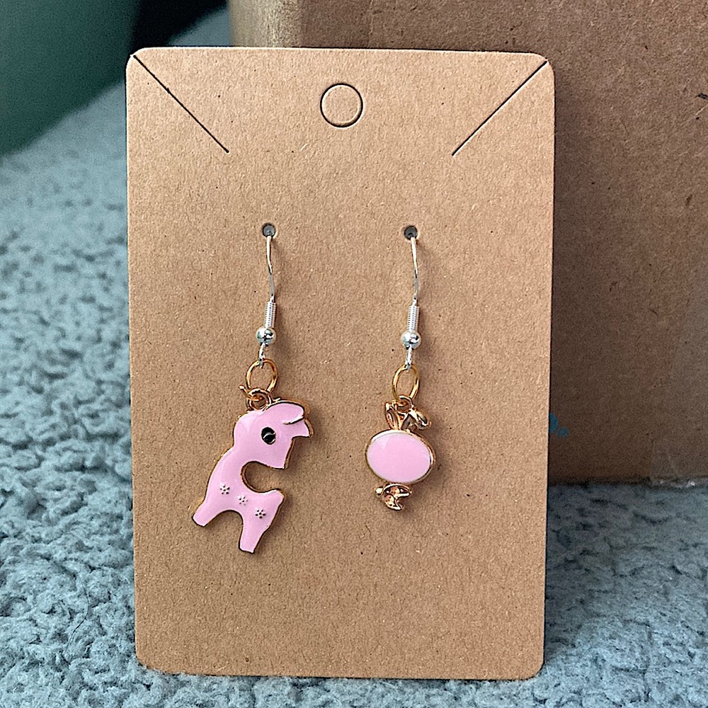 Pink deer earrings